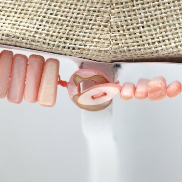 Boho Beach Pink Shell Bib Necklace Mother Of Pearl Slab Resort 18in Statement - Picture 5 of 5